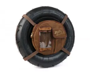Tas Voor Reservewielhouder (Incl. Gsm Hoesje (Tot 6 2 Inch Bijv IPhone 11) Moto Nostra Classic Waxed Canvas Geschikt Voor B.V Vespa Lambretta  Bruin