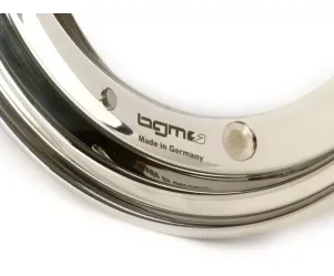 velg  BGM pro 2.10 10 inch  vespa (type px)   vespa smallframe v50, 50n, special, pv, et3, pk50 125 (s/xl/xl2), largeframe px, t5, sprint, rally, gt/ gtr, lml star, deluxe   roestvrij staal, gepolijst