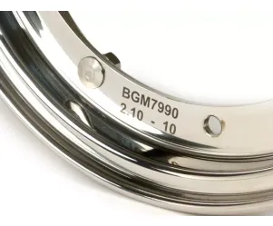 velg  BGM pro 2.10 10 inch  vespa (type px)   vespa smallframe v50, 50n, special, pv, et3, pk50 125 (s/xl/xl2), largeframe px, t5, sprint, rally, gt/ gtr, lml star, deluxe   roestvrij staal, gepolijst